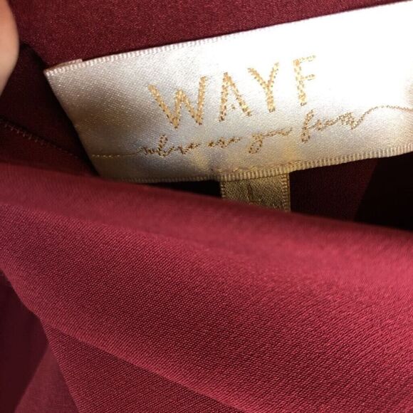 X-194 Wayf  Sydney Lace Up Convertible Halter Maxi Dress Red Slit Back Zip L New - Picture 4 of 5